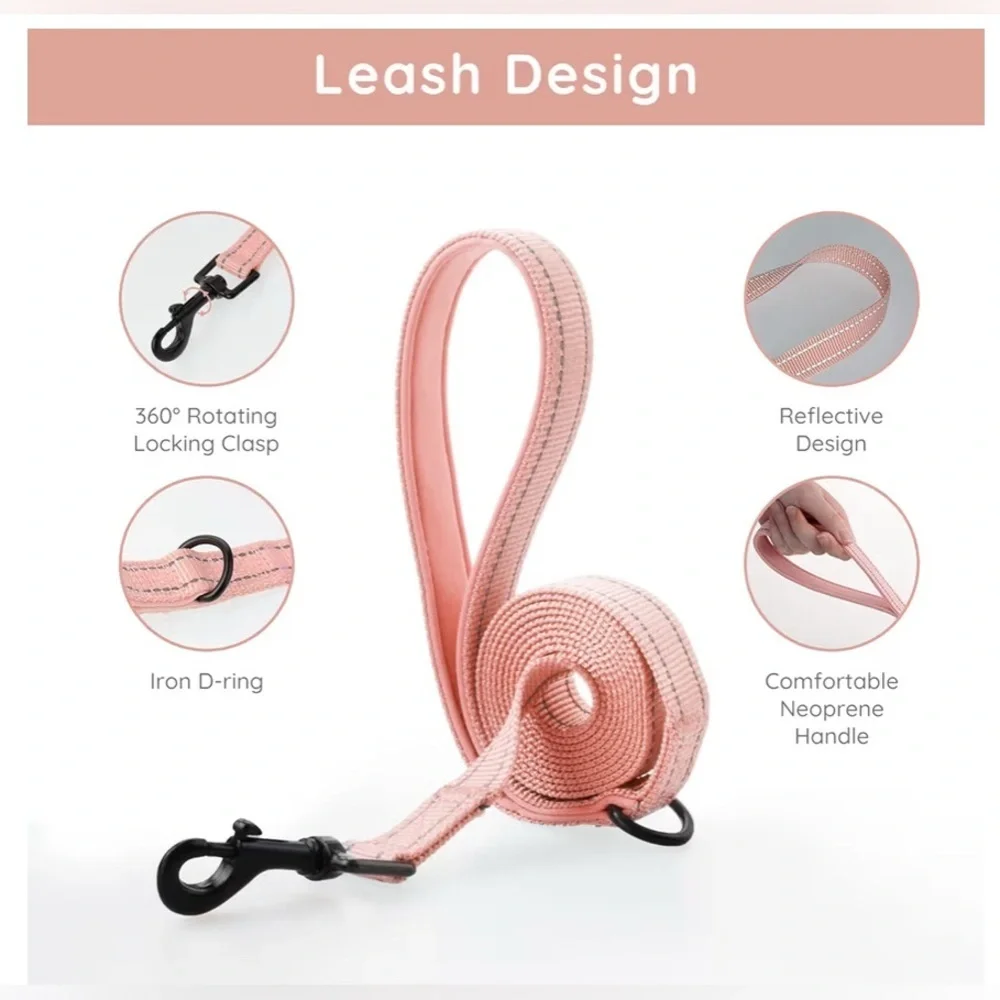 New- Bella & Pal Pink  Pet Harness & Leash Set  Safety Lock  16-18 inch Chest